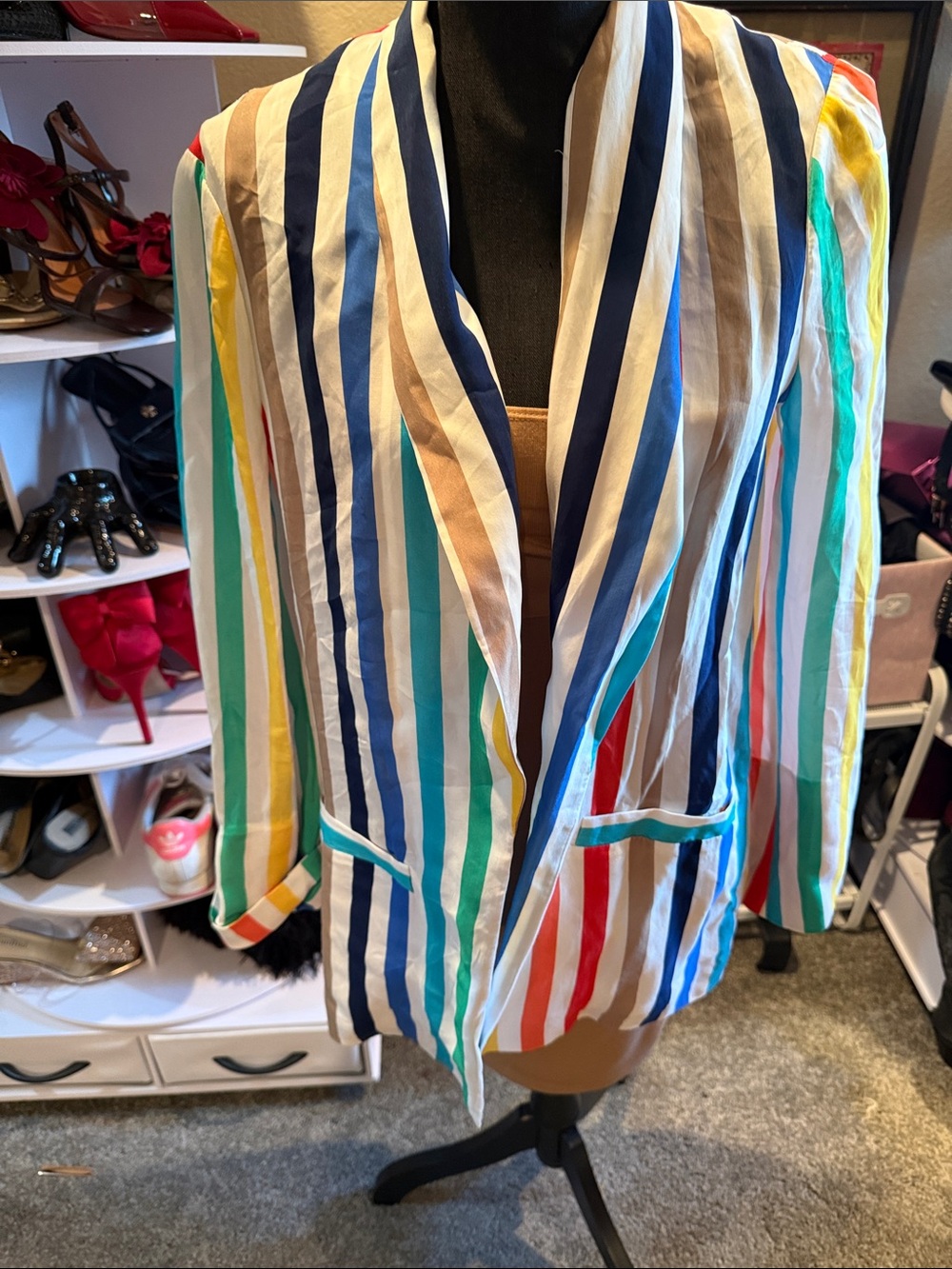 Alice + Olivia Multicolor Vertical Stripe Blazer